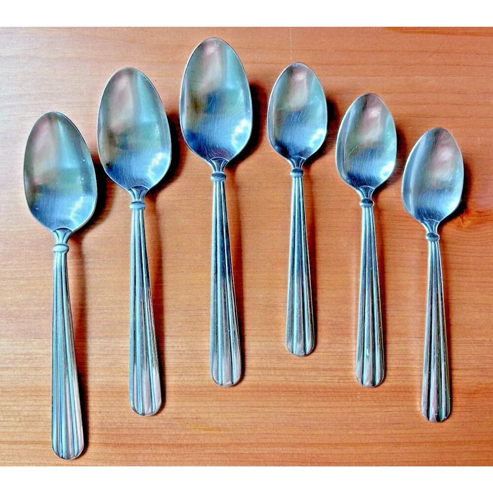 Oneida Unity Silverware 6 Spoons Stainless Flatware 3 Soup & 3 Tea Spoons USA